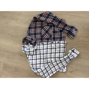 RSQ Small Cropped Two-Tone Plaid Button-Up Shirt